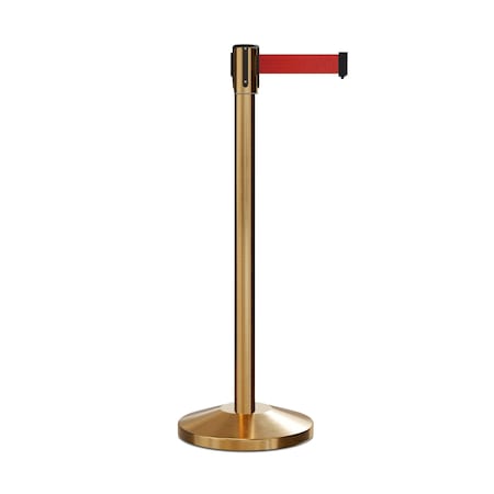 Retractable Belt Barrier Stanchion, 2 Sat.Brass Post  11' Red Belt